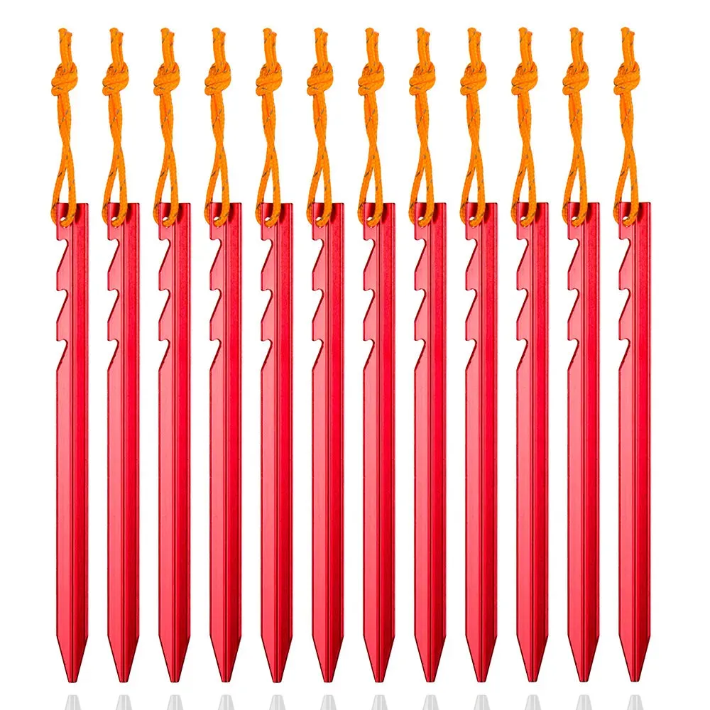 18cm Aluminum Alloy Camping Tent Pegs 12Pcs Pack
