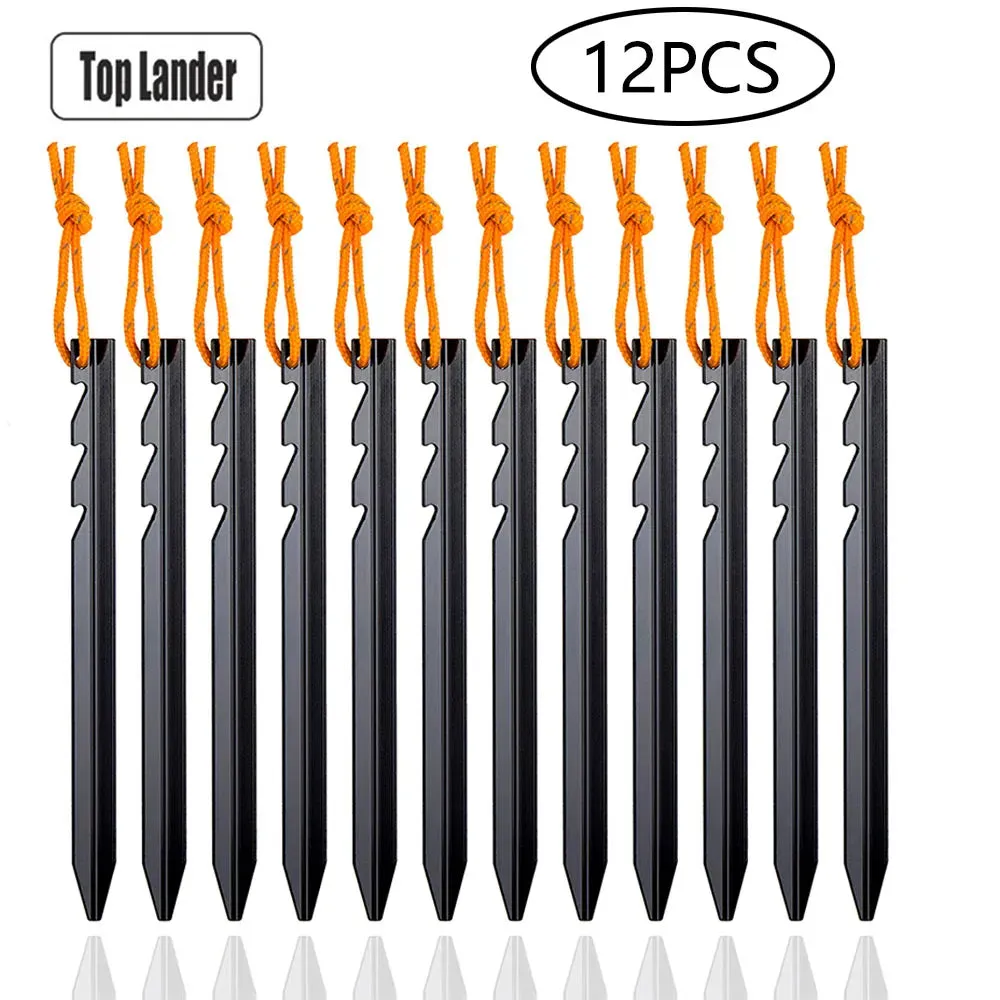 18cm Aluminum Alloy Camping Tent Pegs 12Pcs Pack
