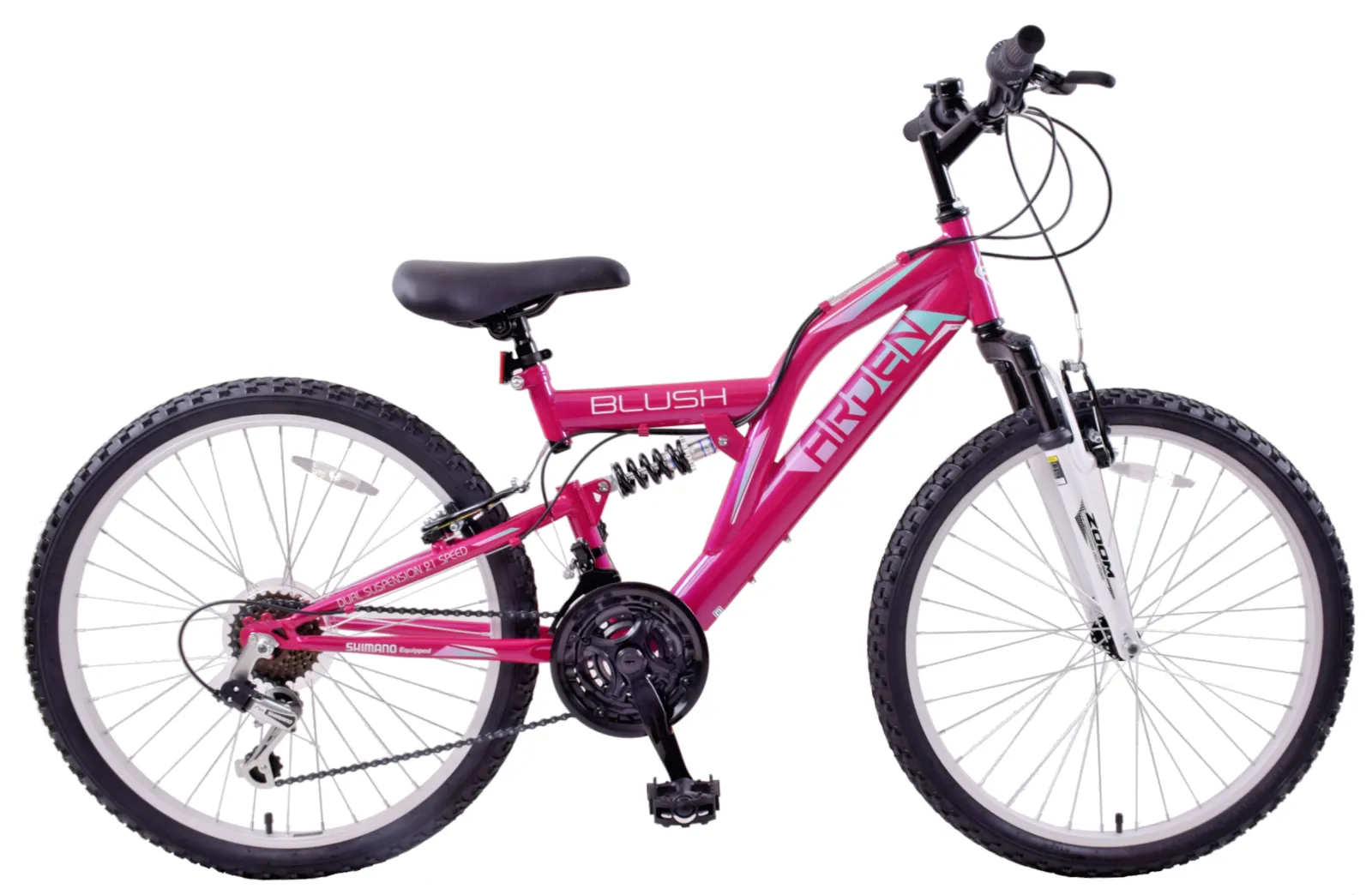 Arden Blush 24" Full Suspension Girls Pink Mountain Bike Childrens Bicycle