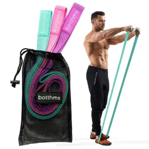 Botthms - Resistance Bands, Exercise Equipment for Home Use, Stretchable Pull Up Band, Aqua, Purple and Pink Workout Bands, Set of 3