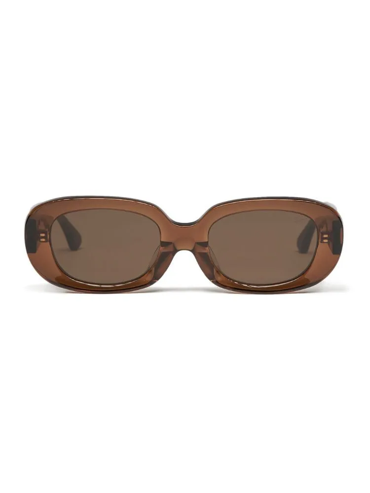CHILLHANG Oval Island Style Sunglasses - Brown Frame
