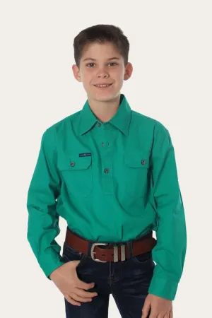 Ord River Half Button Kids Work Shirt - Green