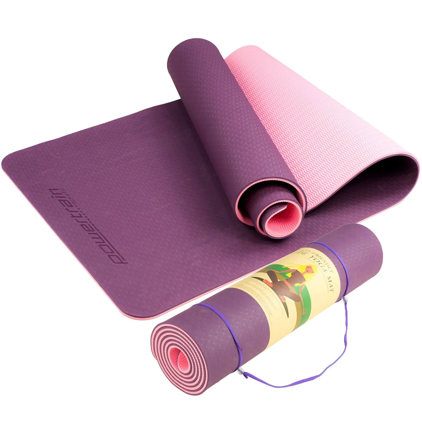 Powertrain TPE Pilates Exercise Yoga Mat 8mm - Dark Purple