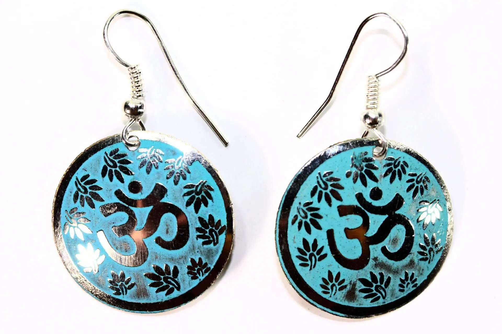 Spiritual Radiance: Lotus Petals & Om Yoga Earrings, Mindfulness Gift, Holistic Jewelry, Zen Earrings