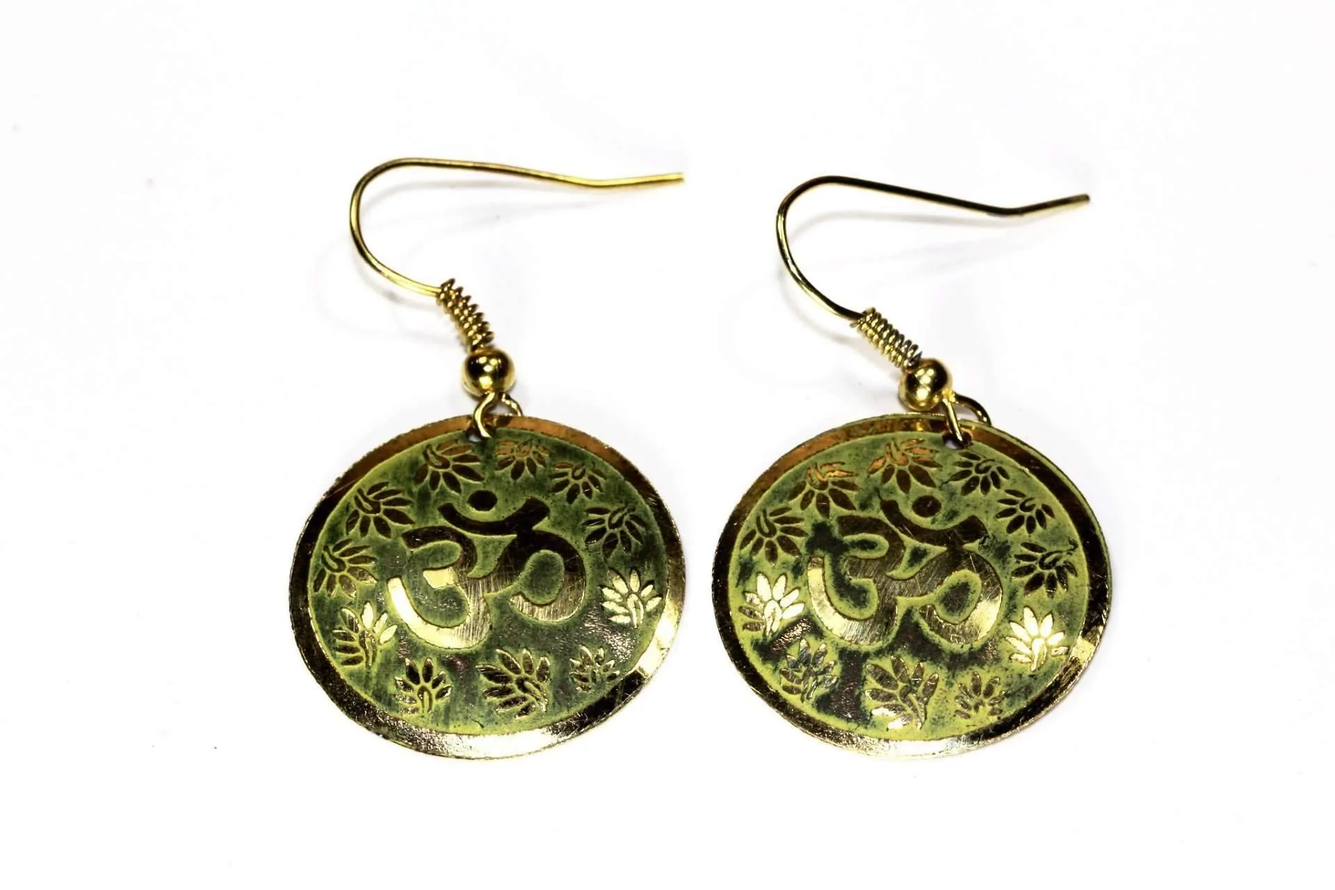 Spiritual Radiance: Lotus Petals & Om Yoga Earrings, Mindfulness Gift, Holistic Jewelry, Zen Earrings