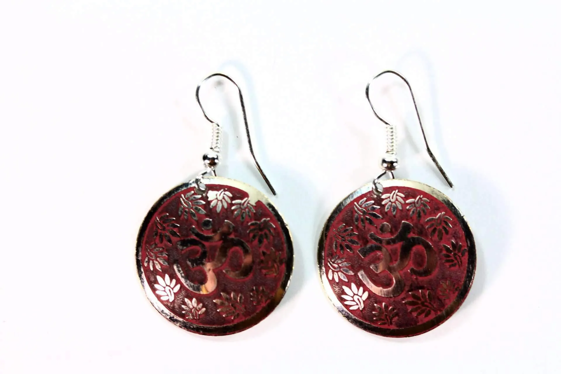Spiritual Radiance: Lotus Petals & Om Yoga Earrings, Mindfulness Gift, Holistic Jewelry, Zen Earrings