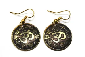 Spiritual Radiance: Lotus Petals & Om Yoga Earrings, Mindfulness Gift, Holistic Jewelry, Zen Earrings