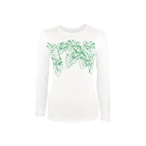 Wahine Kalo Long Sleeve UPF 30 Shirt in White