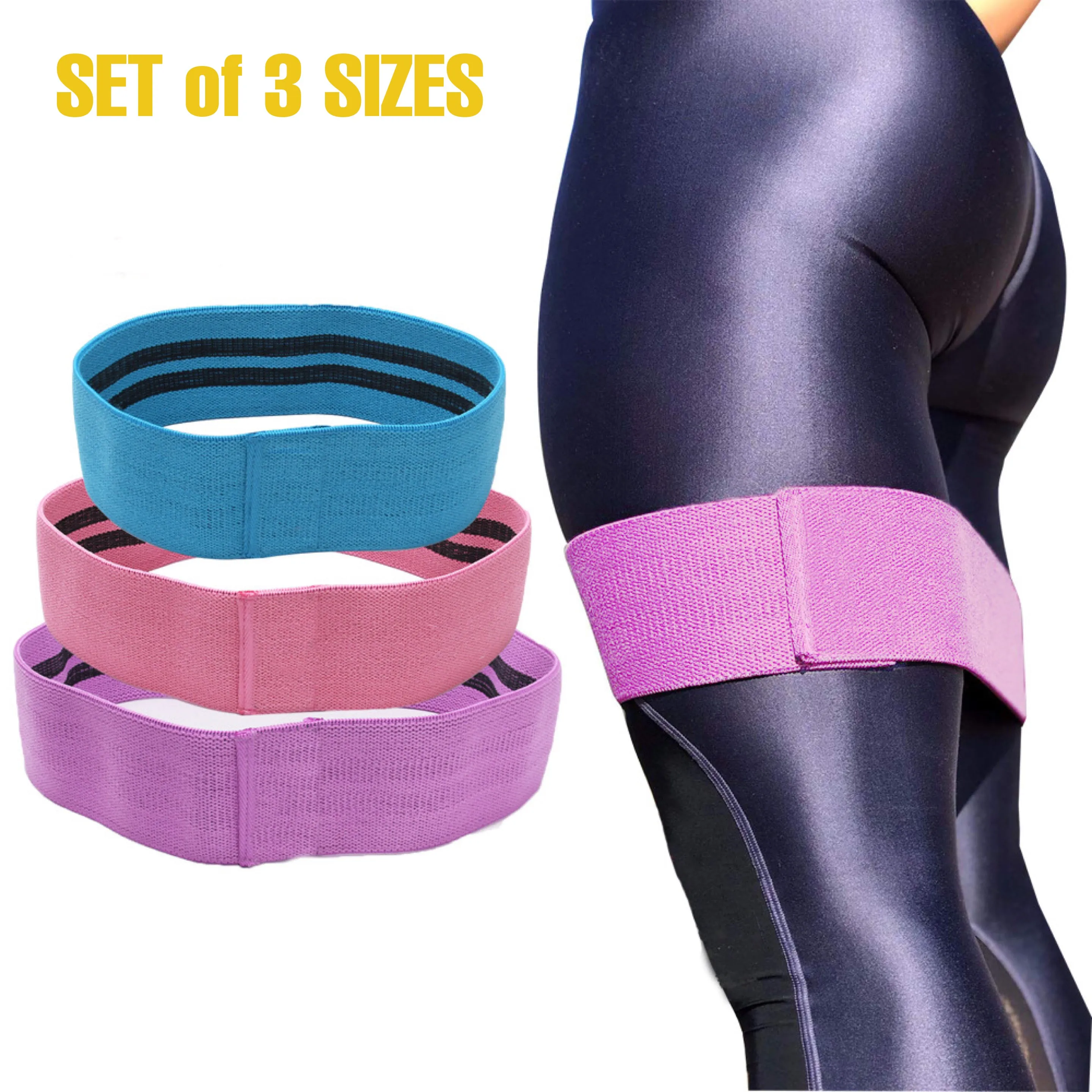 Yoga Resistance Loop Bands Adjustable Workout Exercise Fitness Gym Crossfit 3pcs